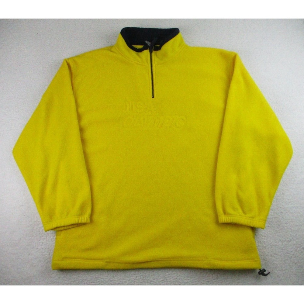 VTG JC Penny‎ USA Olympics Sweater Mens 2XL Yellow Fleece 1/4 Zip Pullover XXL